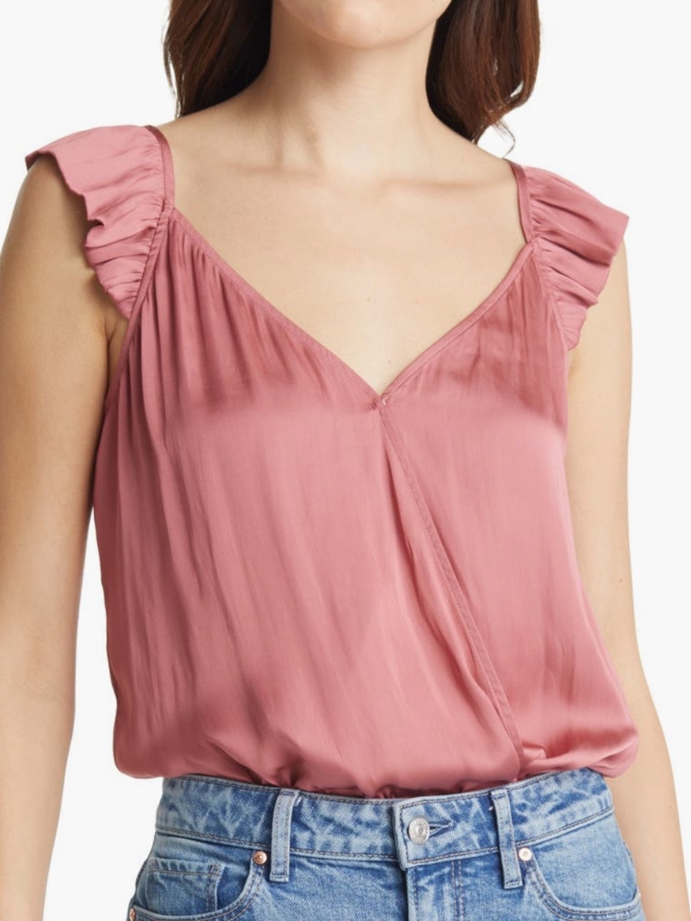 Paige Lunah Muted Brick Dust Satin Bodysuit size Medium